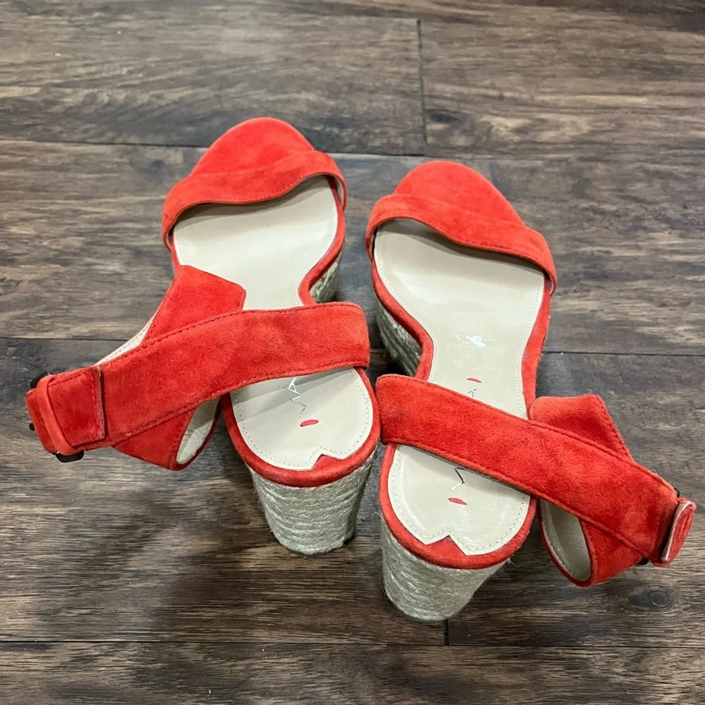 Via Spiga‎ Orange Suede Espadrille Wedge Sandals Sz. 7